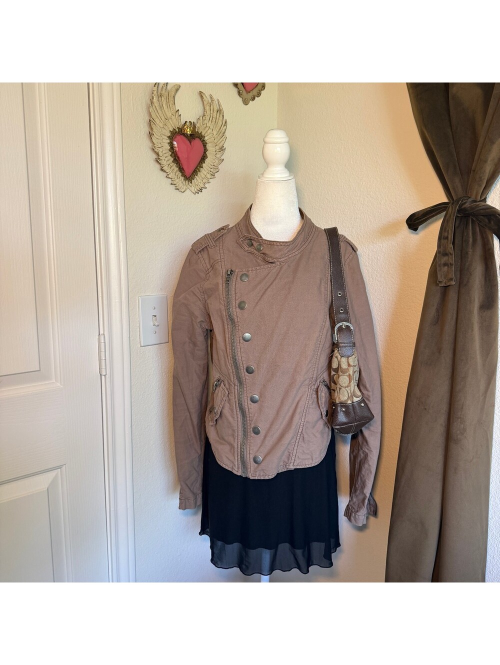 UO Urban Outfitters 100% Cotton Moto Layering Jacket Fall Cozy Boho Chic Zipper